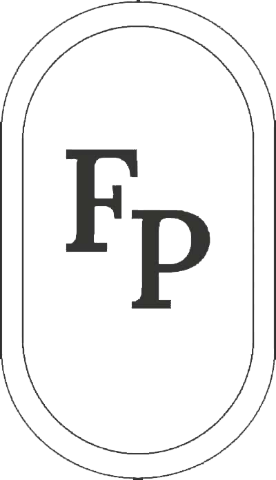 Fp logo in black and white color
